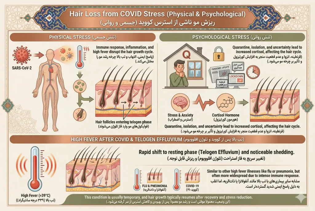 ریزش مو بعد از تب شدید کرونا